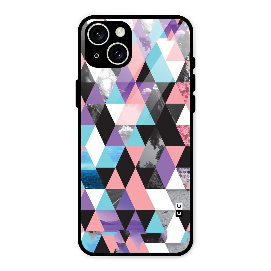 Abstract Splash Triangles Glass Back Case for iPhone 15 Plus