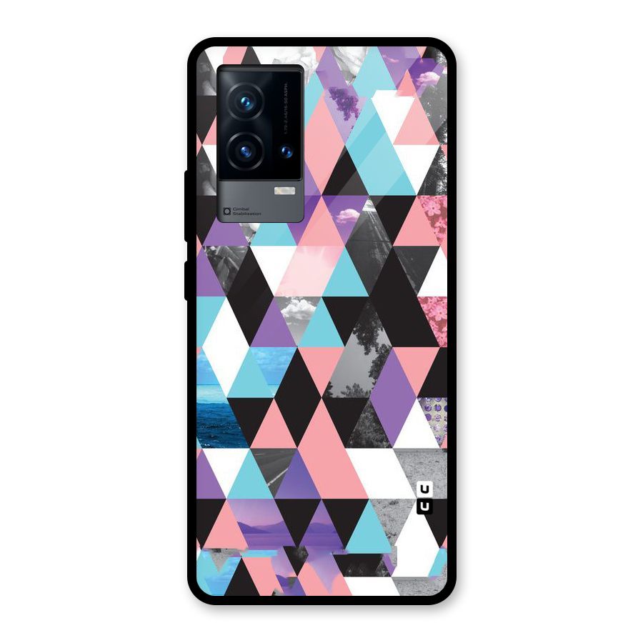 Abstract Splash Triangles Glass Back Case for iQOO 9 5G