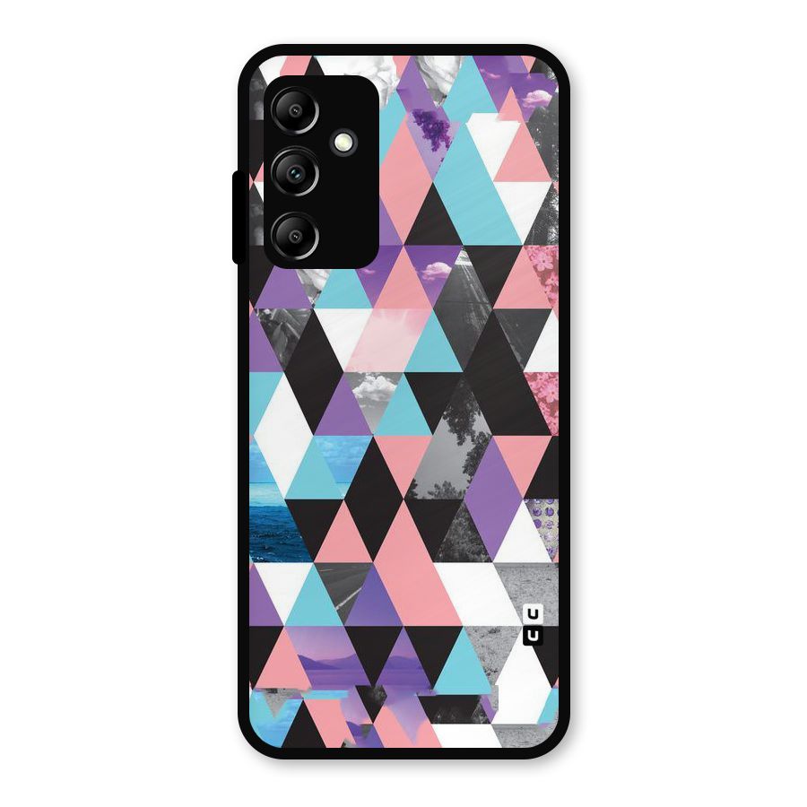 Abstract Splash Triangles Metal Back Case for Galaxy A14 5G