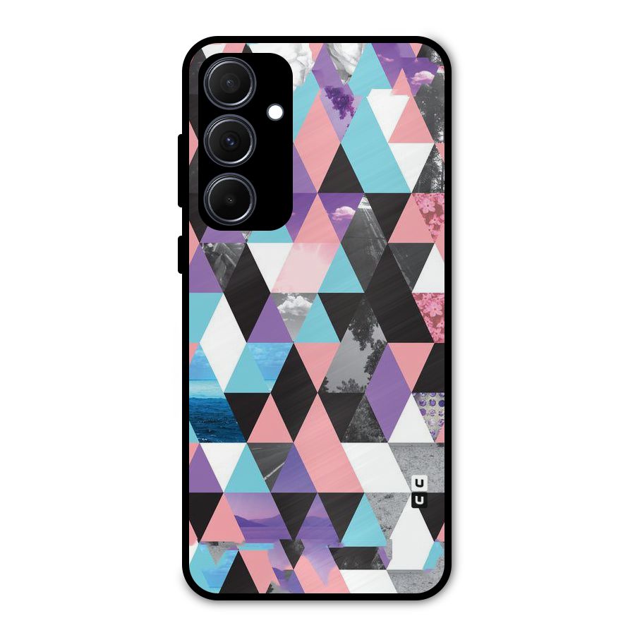 Abstract Splash Triangles Metal Back Case for Galaxy A35