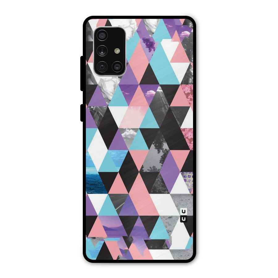 Abstract Splash Triangles Metal Back Case for Galaxy A71