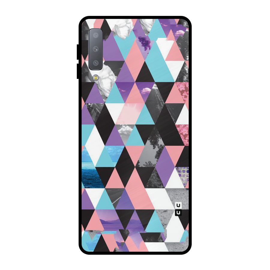 Abstract Splash Triangles Metal Back Case for Galaxy A7 (2018)