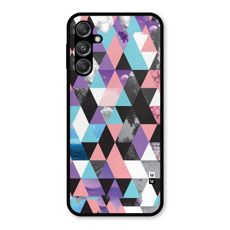 Abstract Splash Triangles Metal Back Case for Galaxy M34 5G