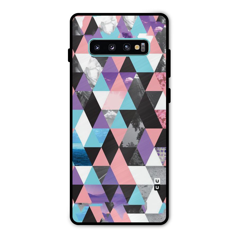 Abstract Splash Triangles Metal Back Case for Galaxy S10 Plus