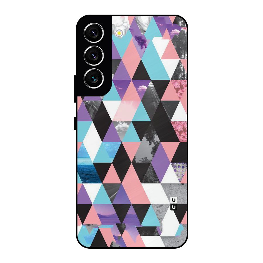 Abstract Splash Triangles Metal Back Case for Galaxy S22 5G