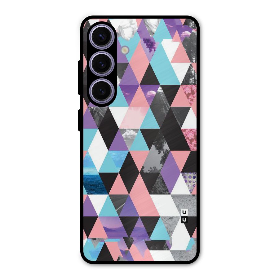 Abstract Splash Triangles Metal Back Case for Galaxy S24