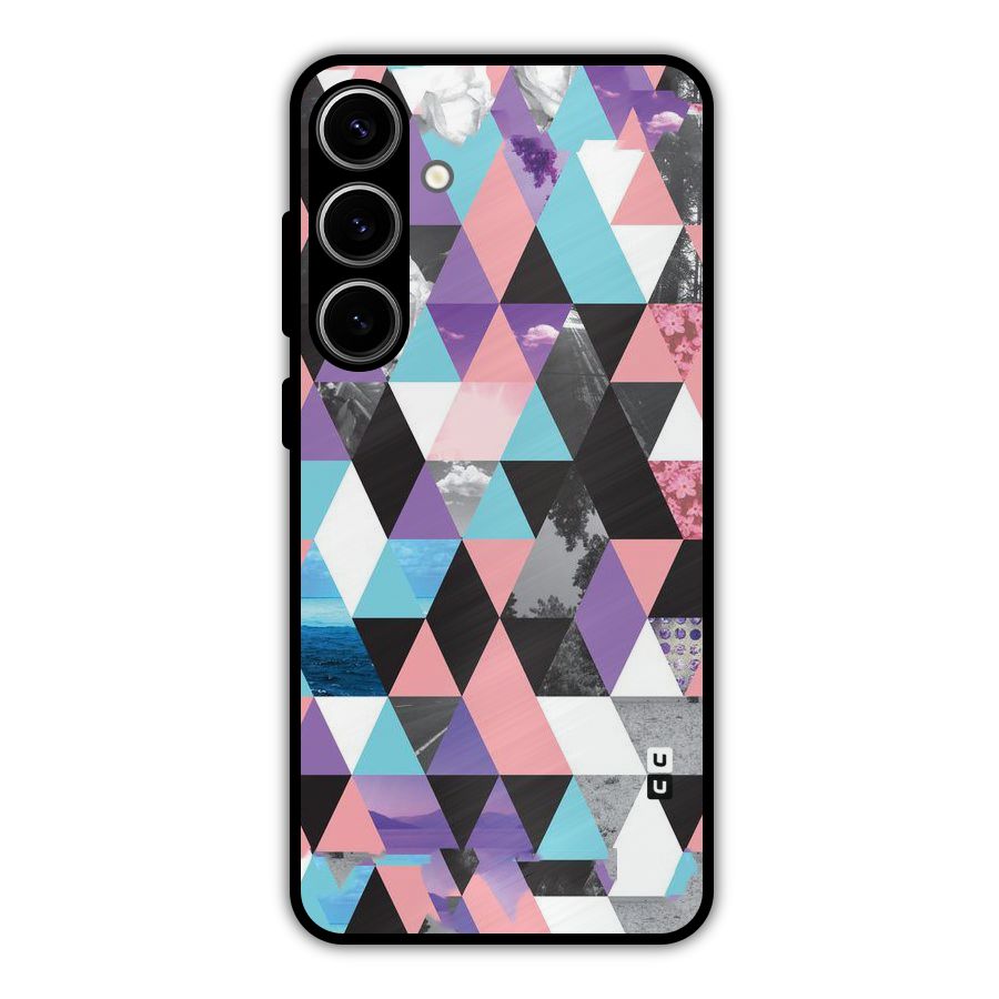 Abstract Splash Triangles Metal Back Case for Galaxy S24 Plus