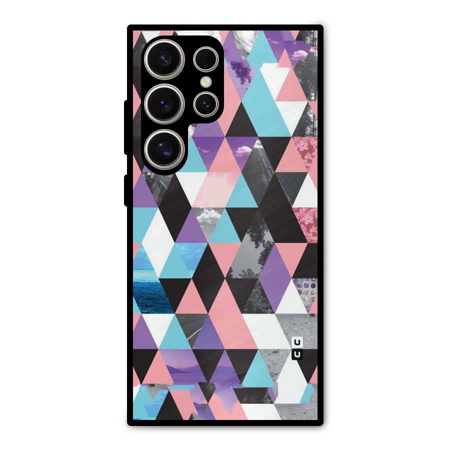 Abstract Splash Triangles Metal Back Case for Galaxy S24 Ultra