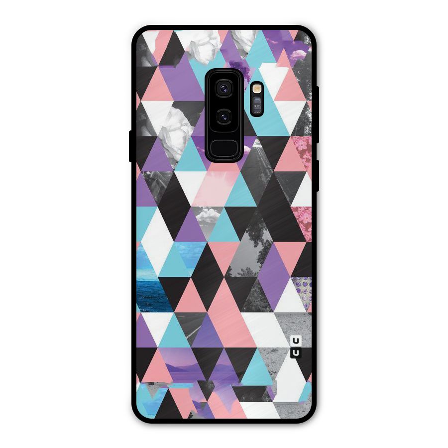 Abstract Splash Triangles Metal Back Case for Galaxy S9 Plus