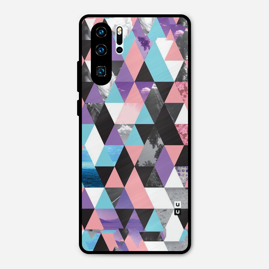 Abstract Splash Triangles Metal Back Case for Huawei P30 Pro