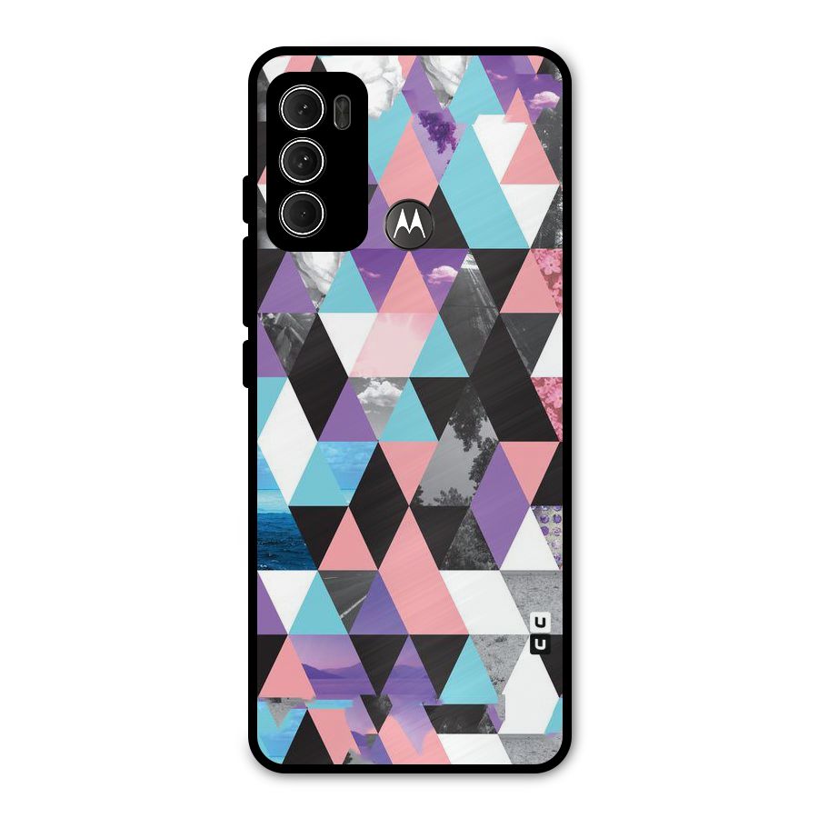 Abstract Splash Triangles Metal Back Case for Moto G60