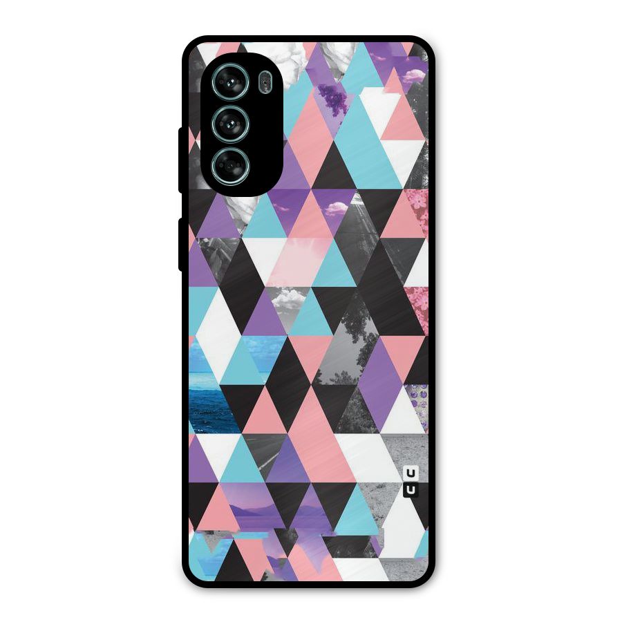 Abstract Splash Triangles Metal Back Case for Moto G62