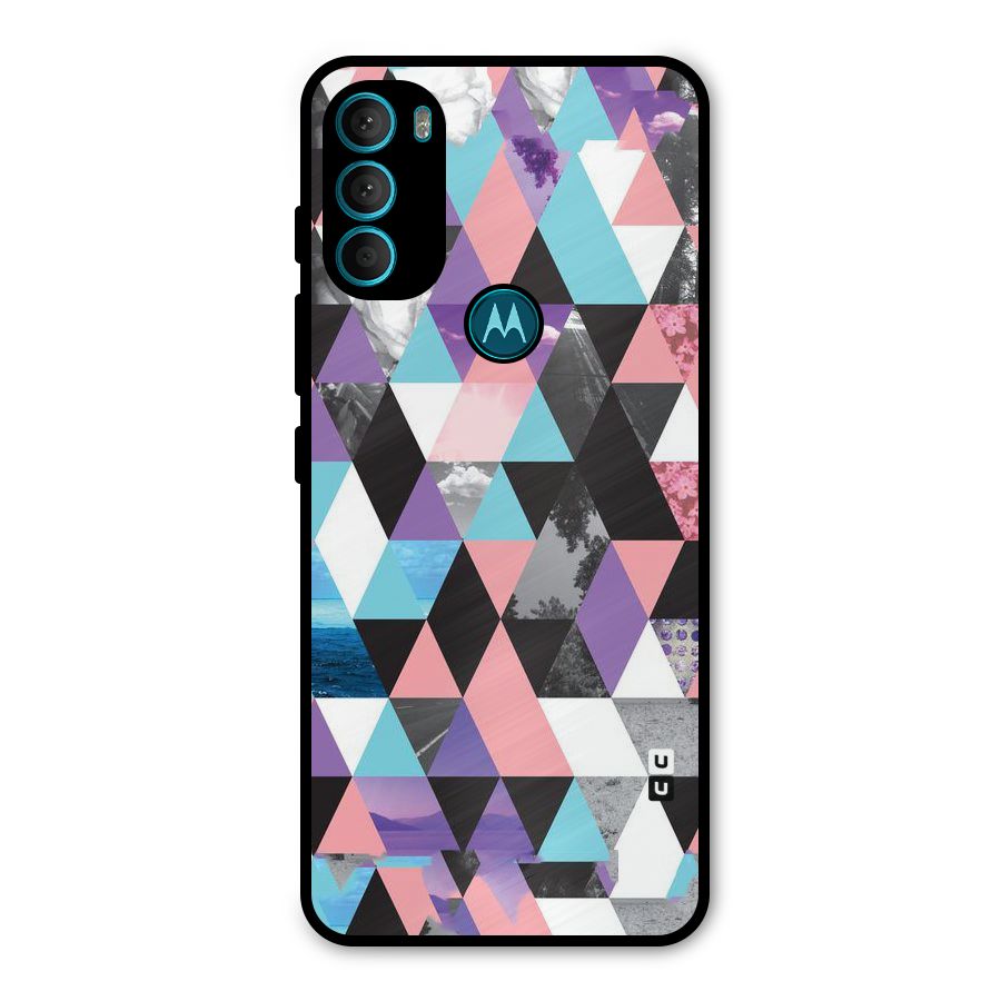 Abstract Splash Triangles Metal Back Case for Moto G71 5G