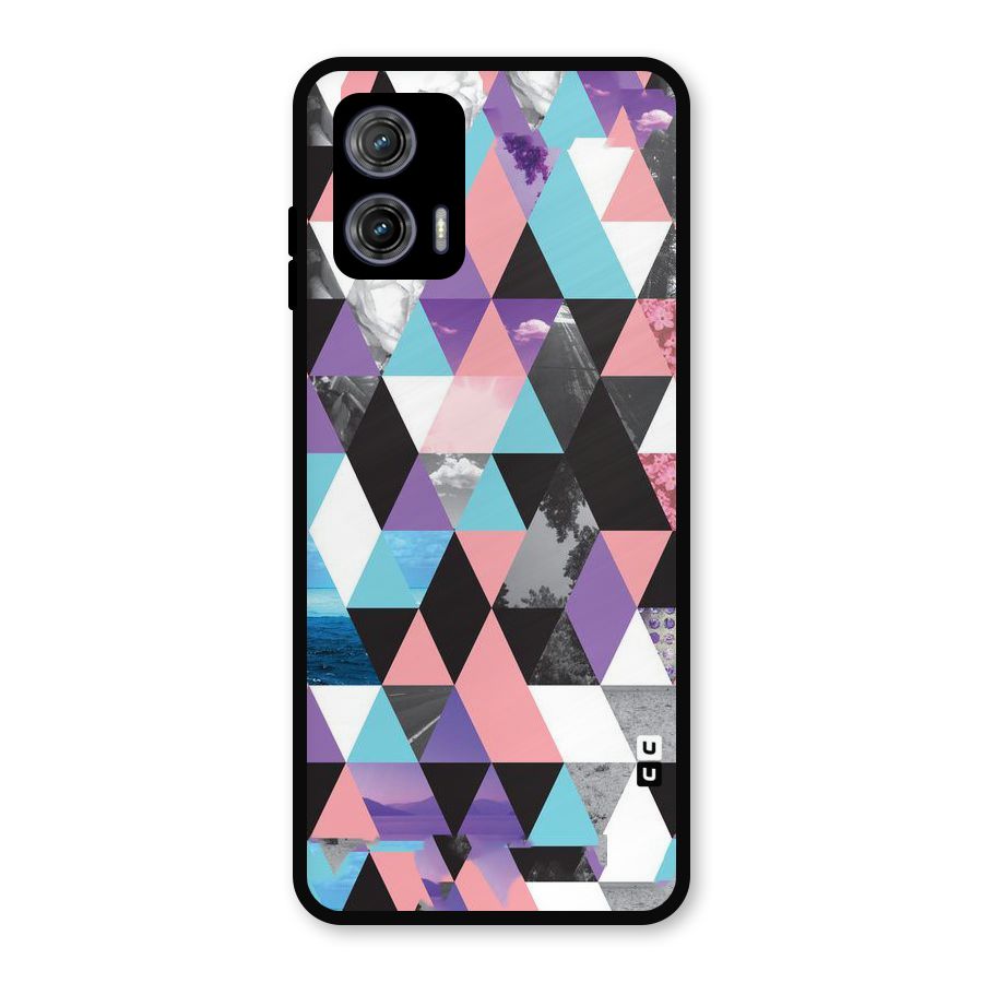 Abstract Splash Triangles Metal Back Case for Moto G73