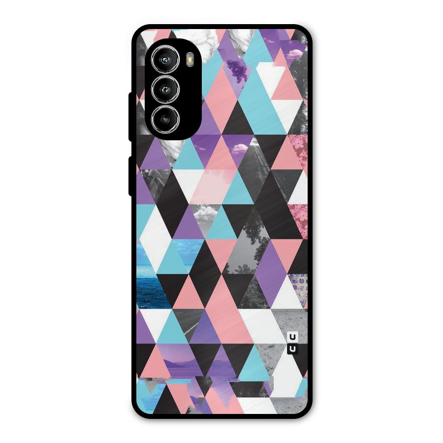 Abstract Splash Triangles Metal Back Case for Moto G82