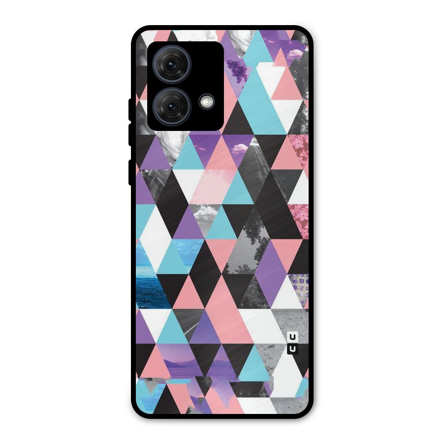 Abstract Splash Triangles Metal Back Case for Moto G84
