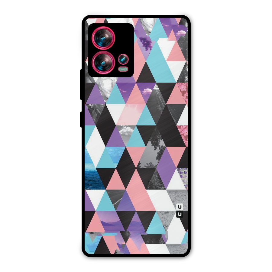 Abstract Splash Triangles Metal Back Case for Motorola Edge 30 Fusion