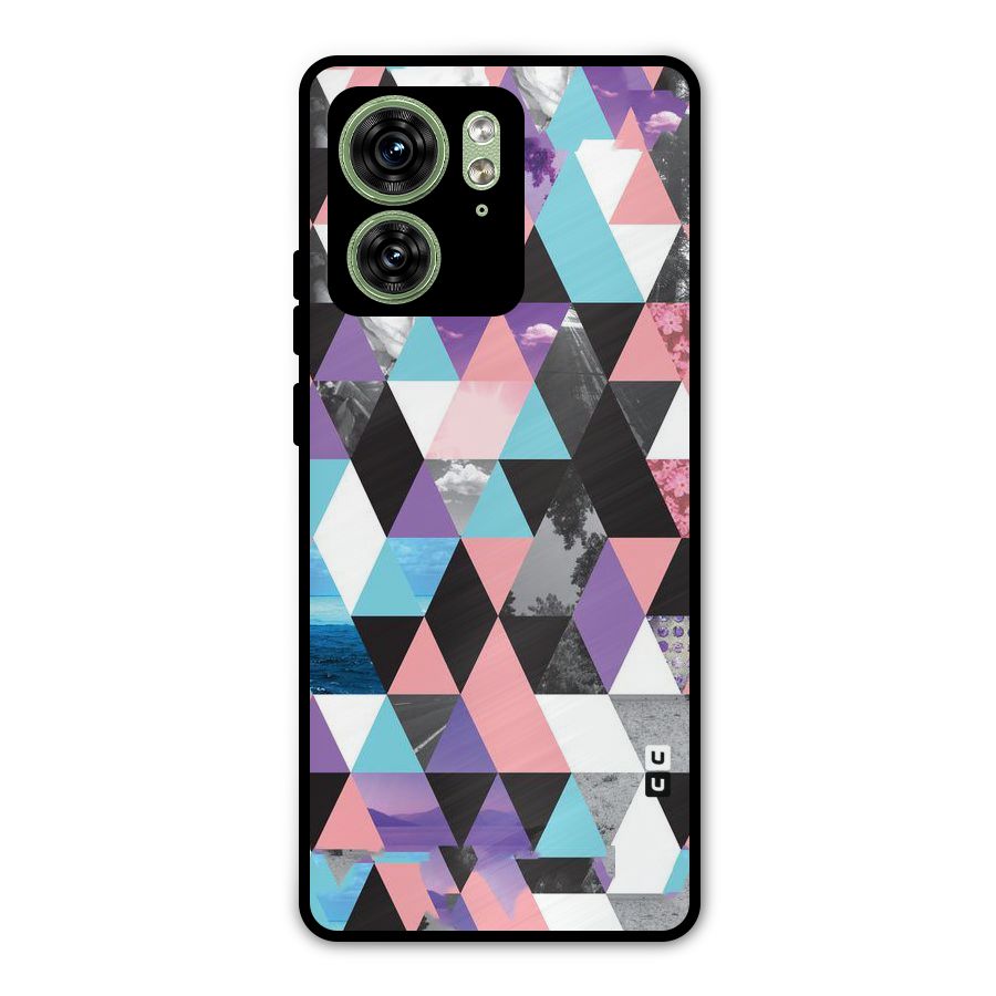 Abstract Splash Triangles Metal Back Case for Motorola Edge 40 5G