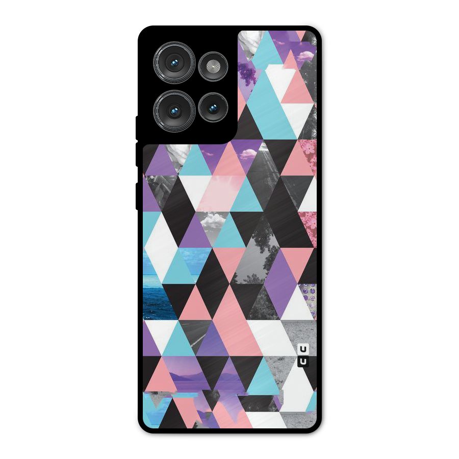 Abstract Splash Triangles Metal Back Case for Motorola Edge 50