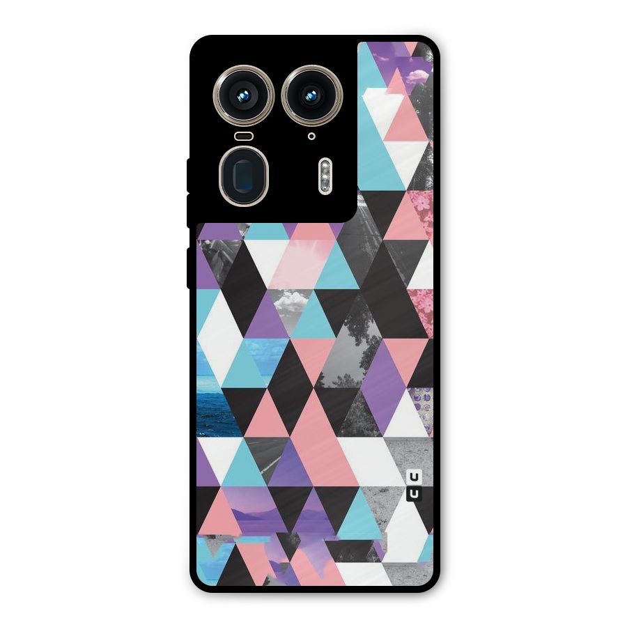 Abstract Splash Triangles Metal Back Case for Motorola Edge 50 Ultra