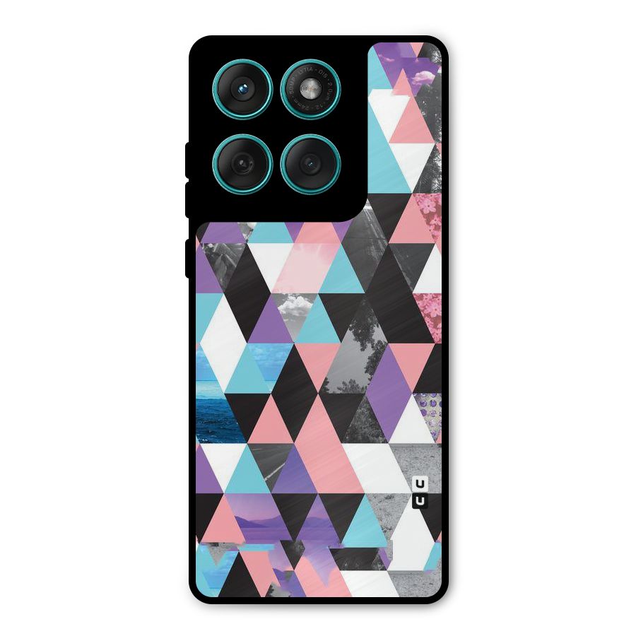 Abstract Splash Triangles Metal Back Case for Motorola Edge 60