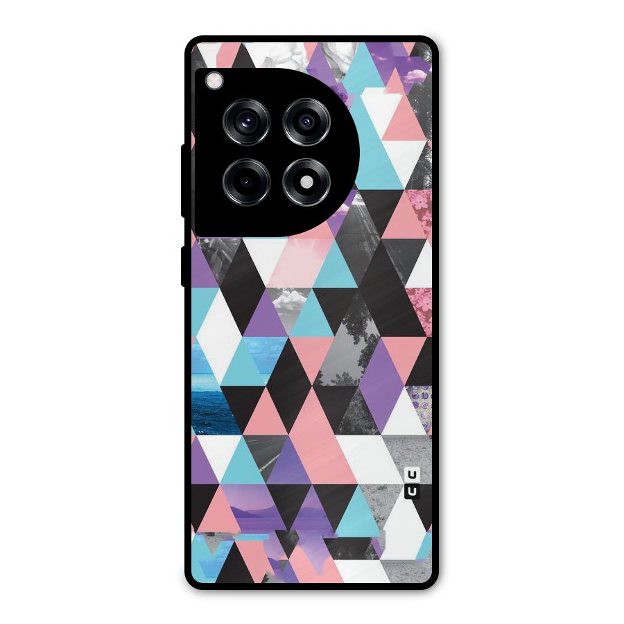 Abstract Splash Triangles Metal Back Case for OnePlus 12R