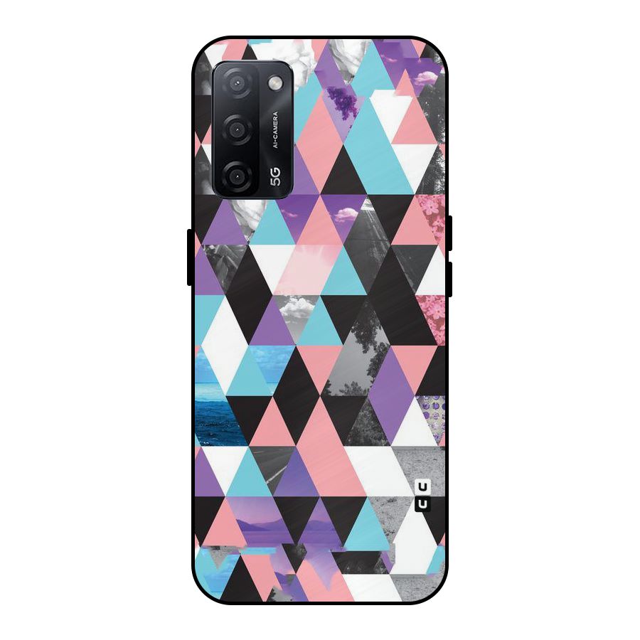Abstract Splash Triangles Metal Back Case for Oppo A53s 5G