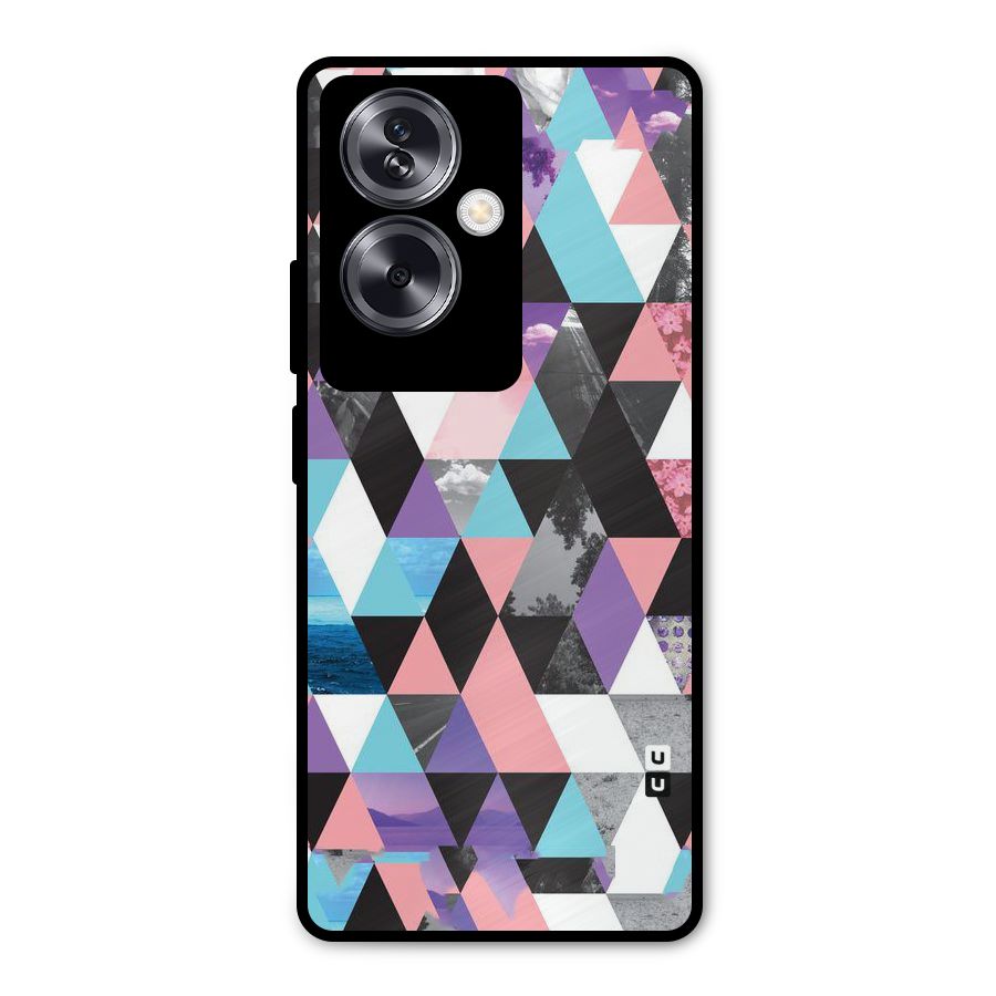 Abstract Splash Triangles Metal Back Case for Oppo A79 5G