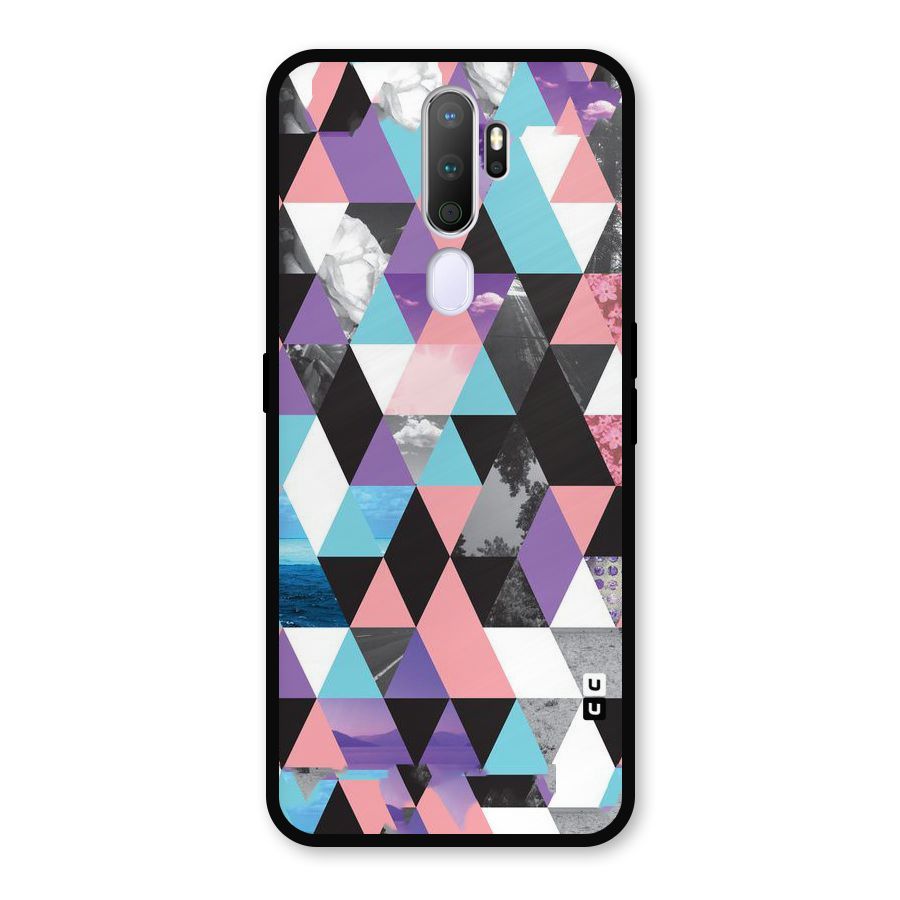 Abstract Splash Triangles Metal Back Case for Oppo A9 (2020)