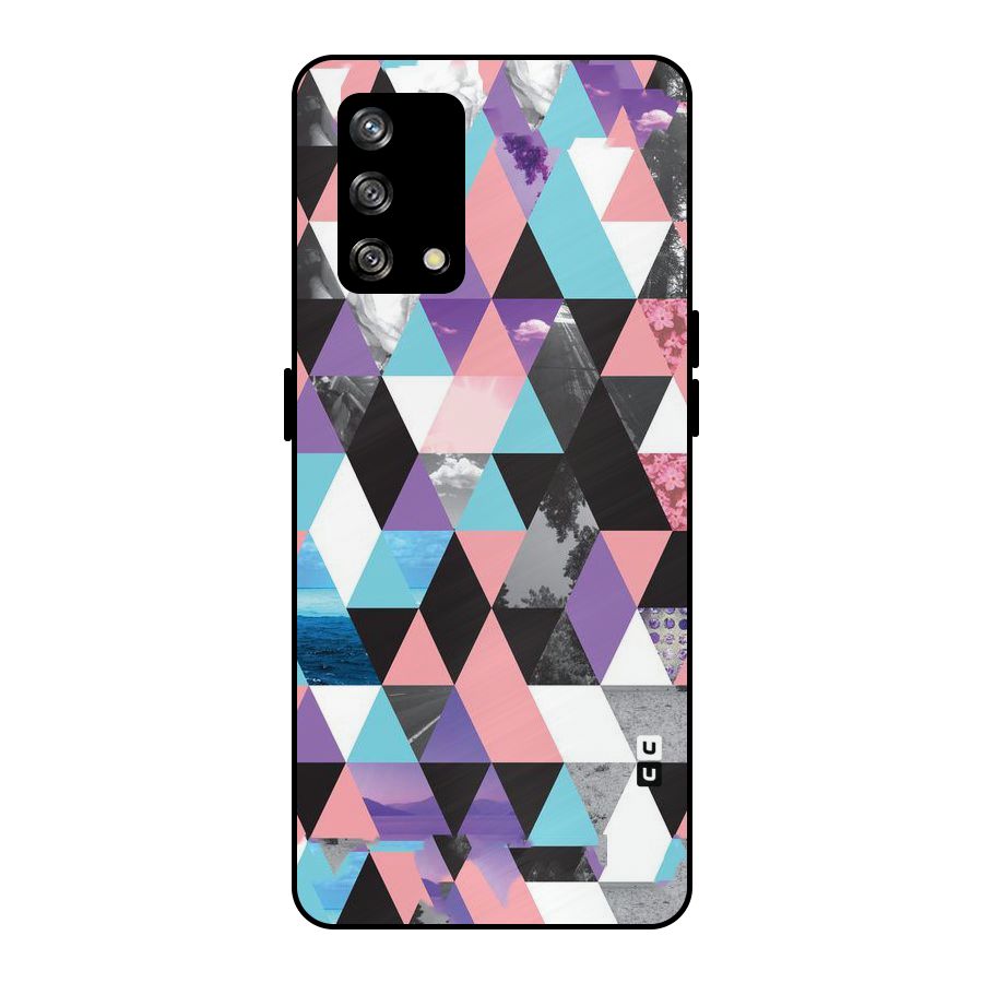 Abstract Splash Triangles Metal Back Case for Oppo F19