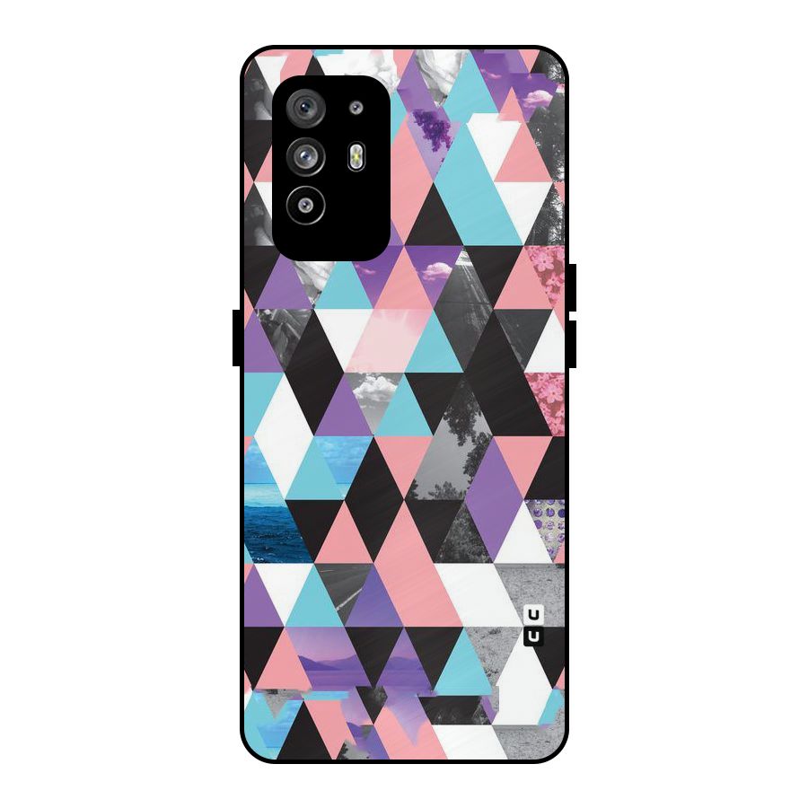 Abstract Splash Triangles Metal Back Case for Oppo F19 Pro Plus 5G