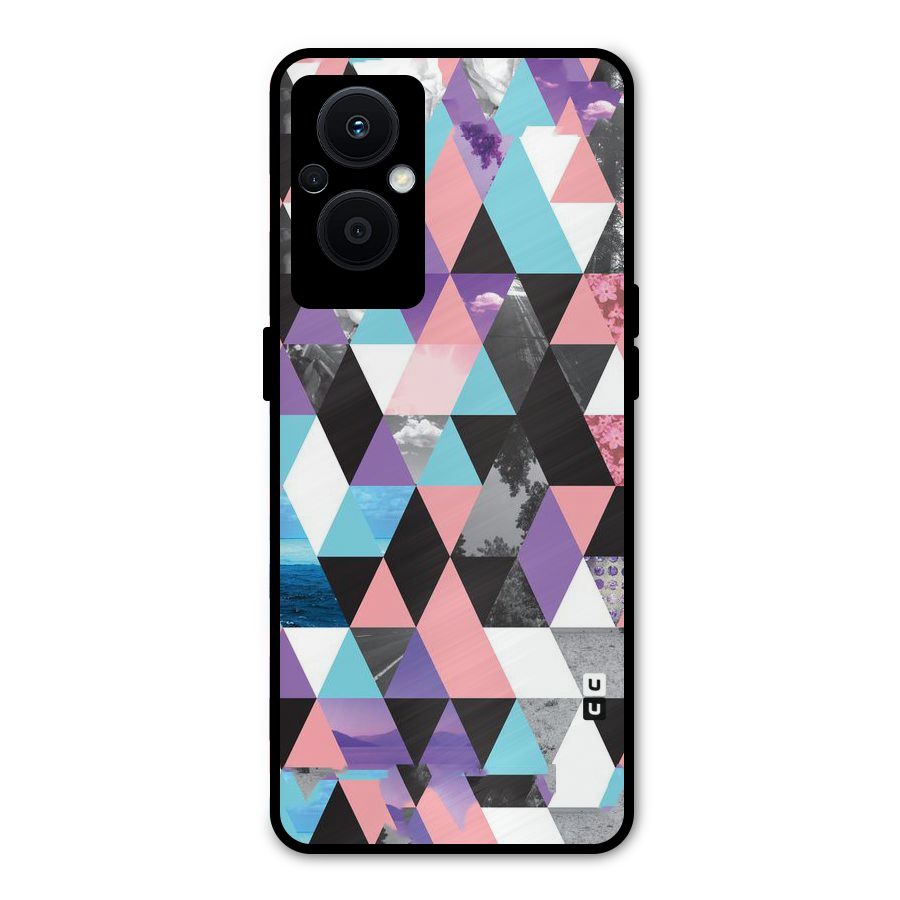 Abstract Splash Triangles Metal Back Case for Oppo F21s Pro 5G