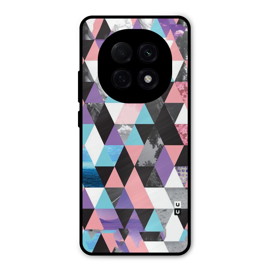 Abstract Splash Triangles Metal Back Case for Oppo F29 Pro