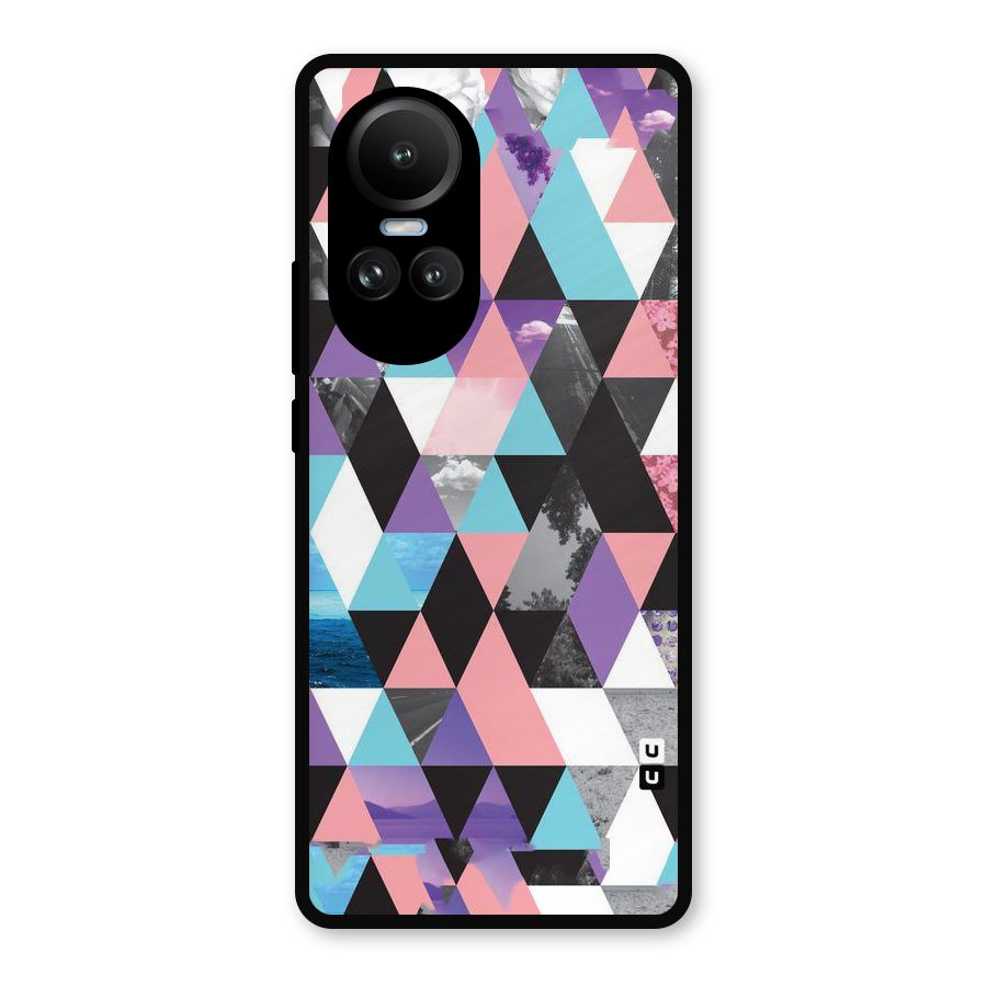 Abstract Splash Triangles Metal Back Case for Oppo Reno10