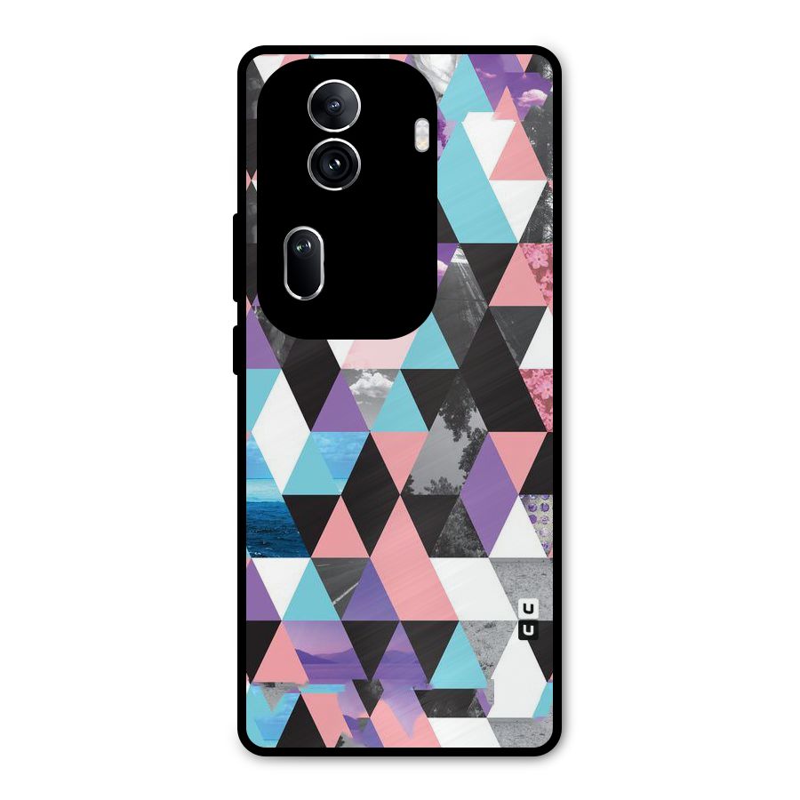 Abstract Splash Triangles Metal Back Case for Oppo Reno11 Pro 5G