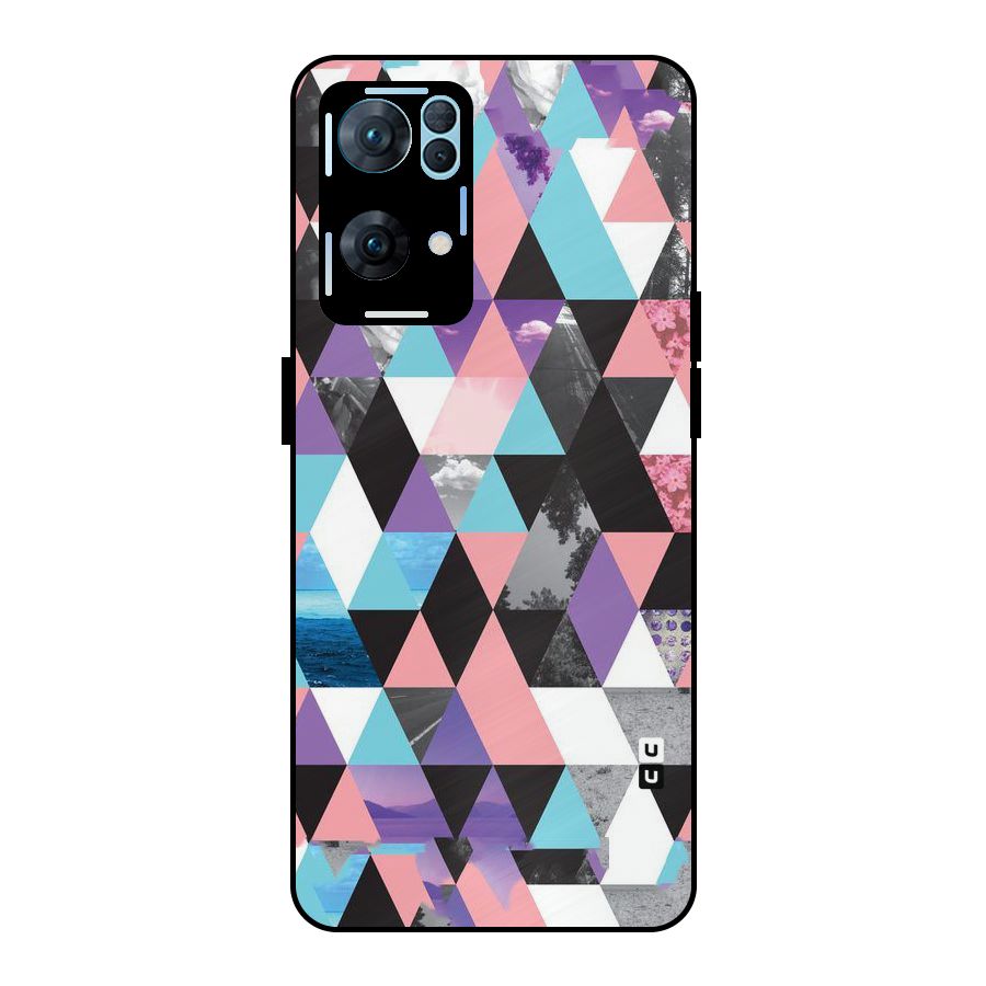 Abstract Splash Triangles Metal Back Case for Oppo Reno7 Pro 5G