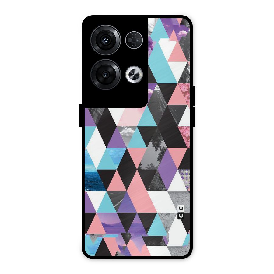 Abstract Splash Triangles Metal Back Case for Oppo Reno8 Pro 5G