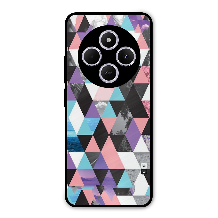 Abstract Splash Triangles Metal Back Case for Poco C75 5G