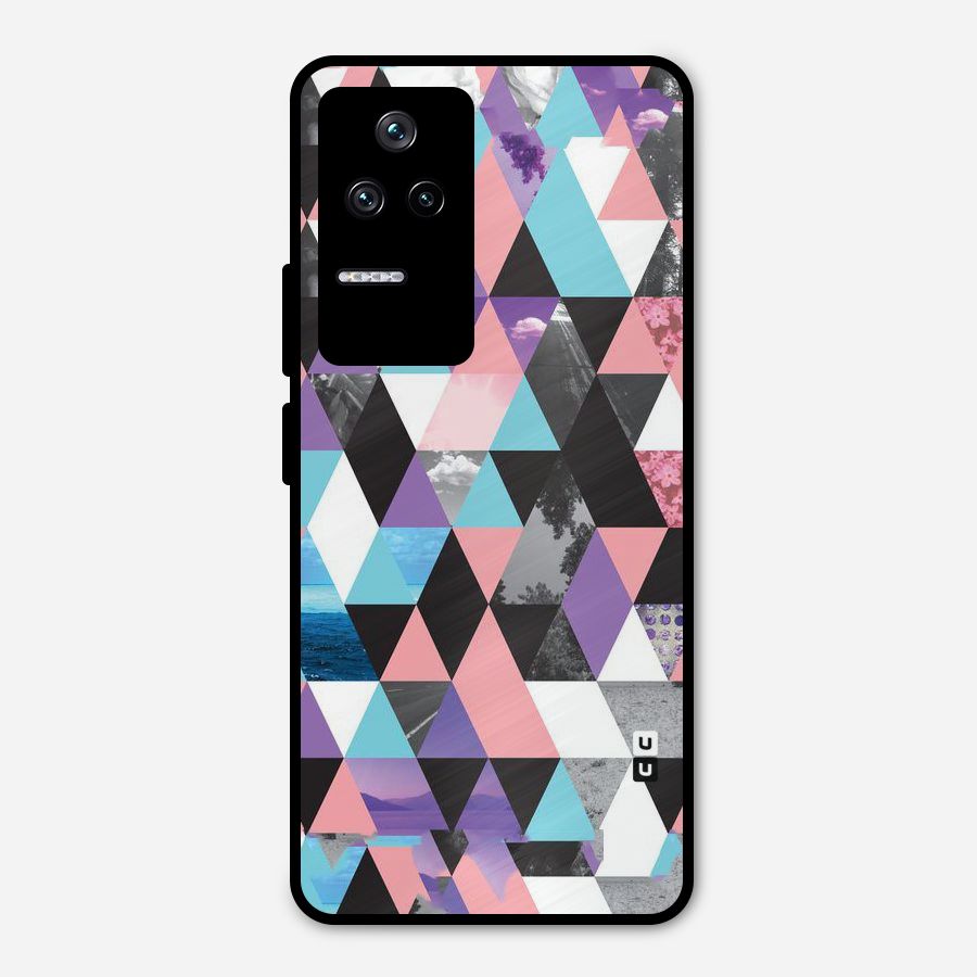 Abstract Splash Triangles Metal Back Case for Poco F4 5G