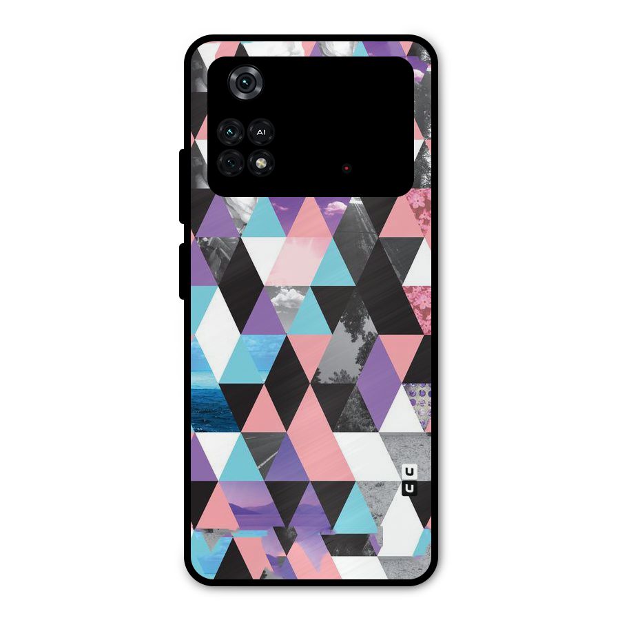 Abstract Splash Triangles Metal Back Case for Poco M4 Pro 4G