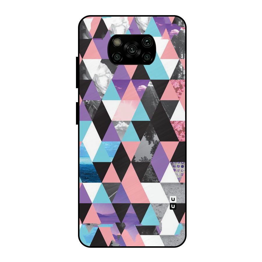 Abstract Splash Triangles Metal Back Case for Poco X3
