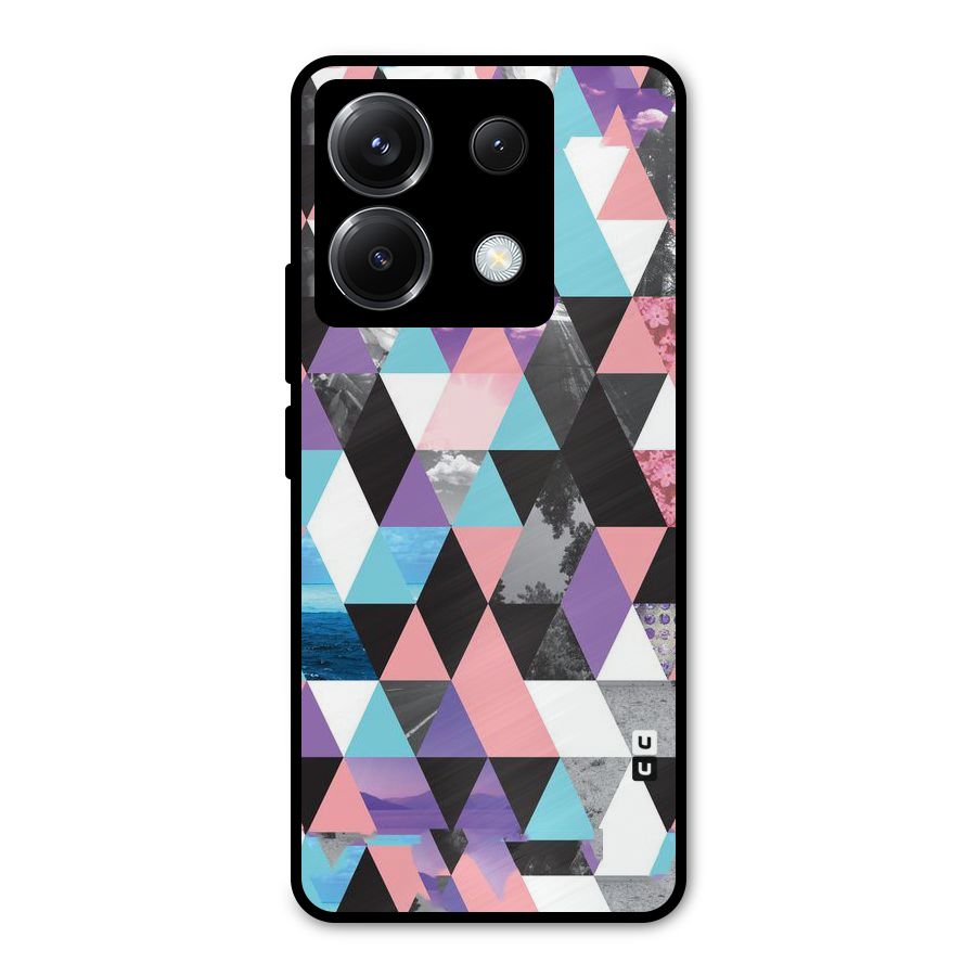 Abstract Splash Triangles Metal Back Case for Poco X6
