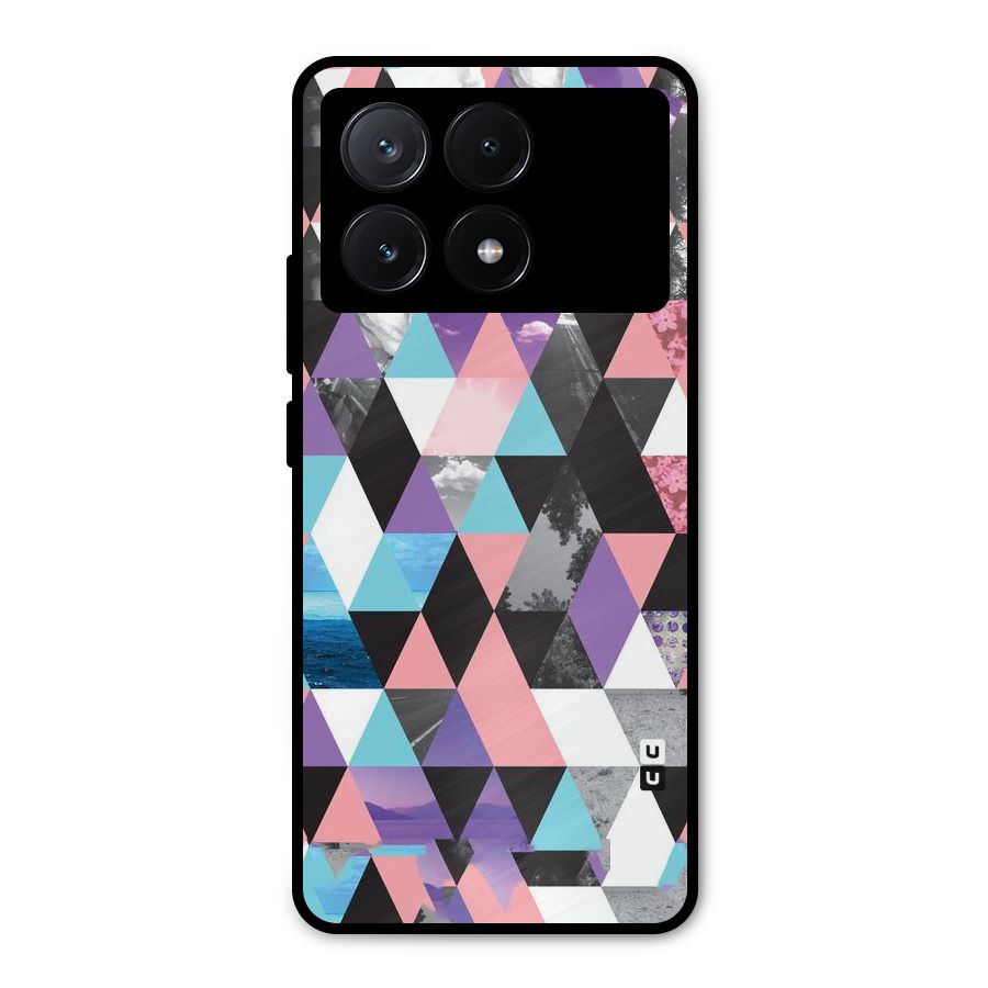 Abstract Splash Triangles Metal Back Case for Poco X6 Pro