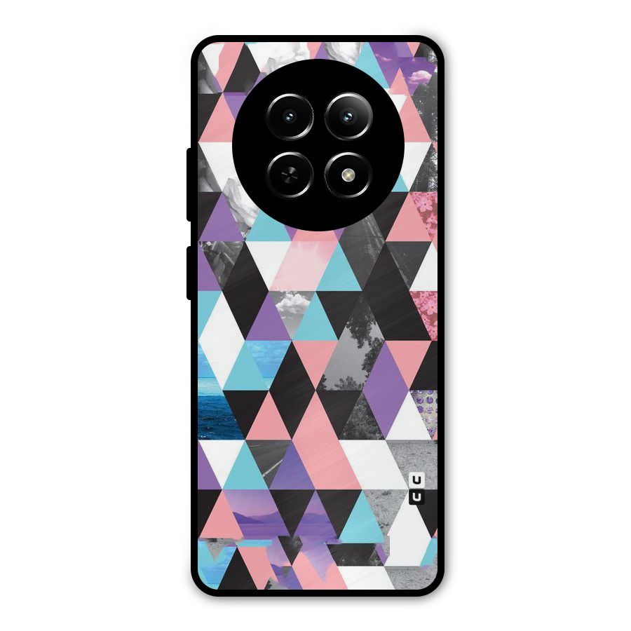 Abstract Splash Triangles Metal Back Case for Realme 12x 5G