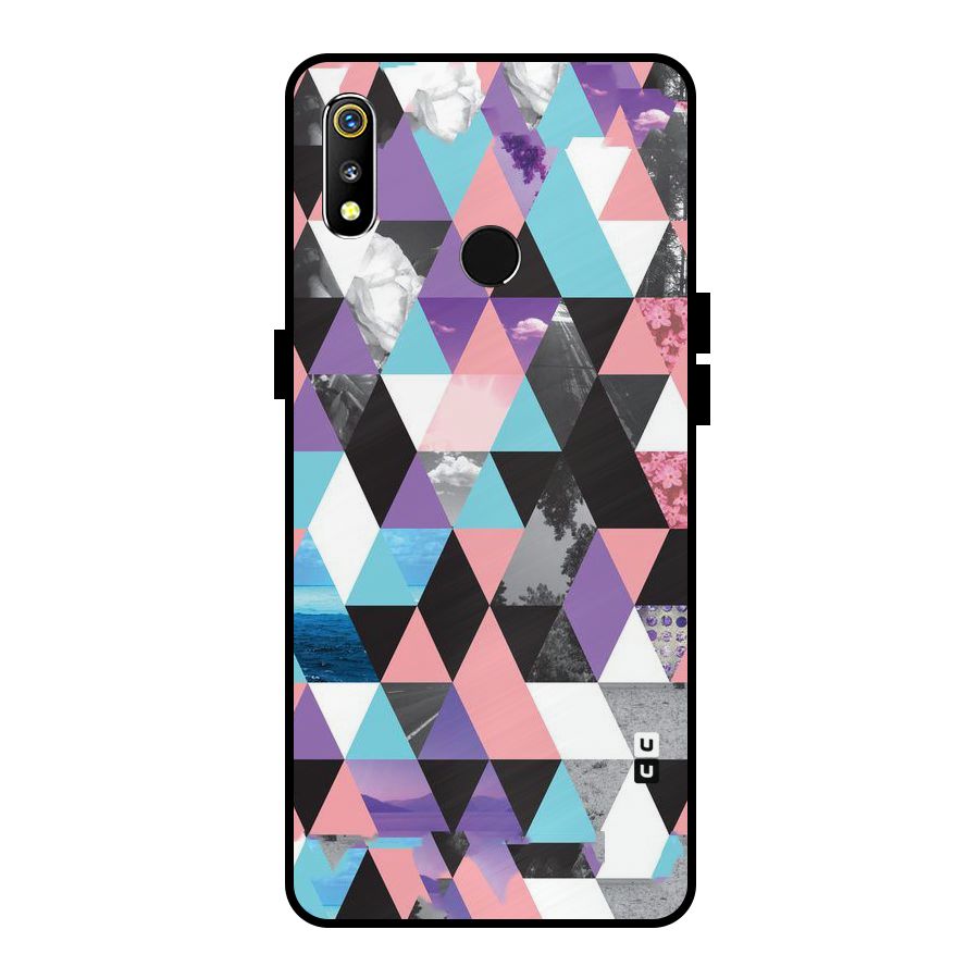 Abstract Splash Triangles Metal Back Case for Realme 3i