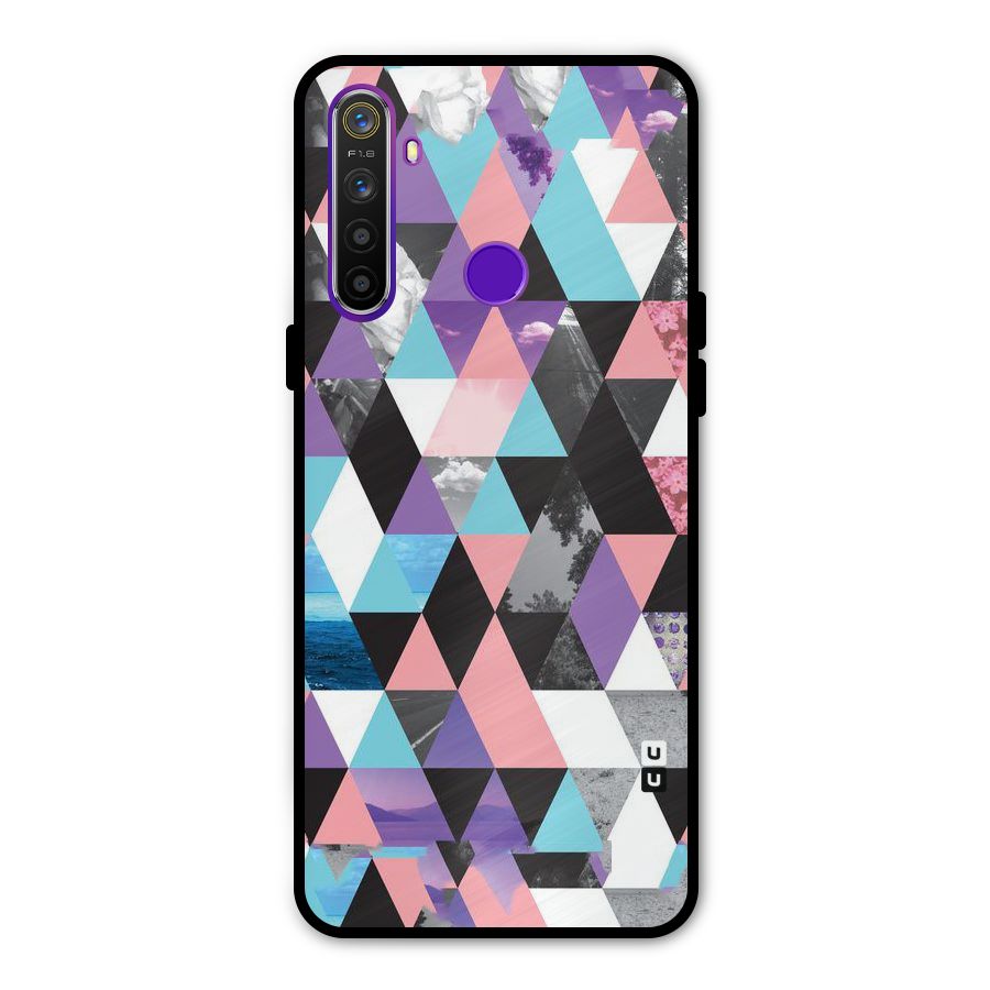 Abstract Splash Triangles Metal Back Case for Realme 5