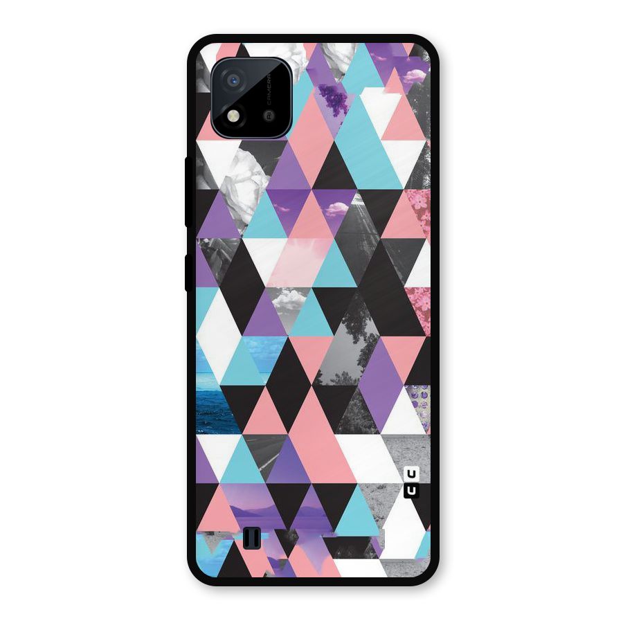 Abstract Splash Triangles Metal Back Case for Realme C11 2021