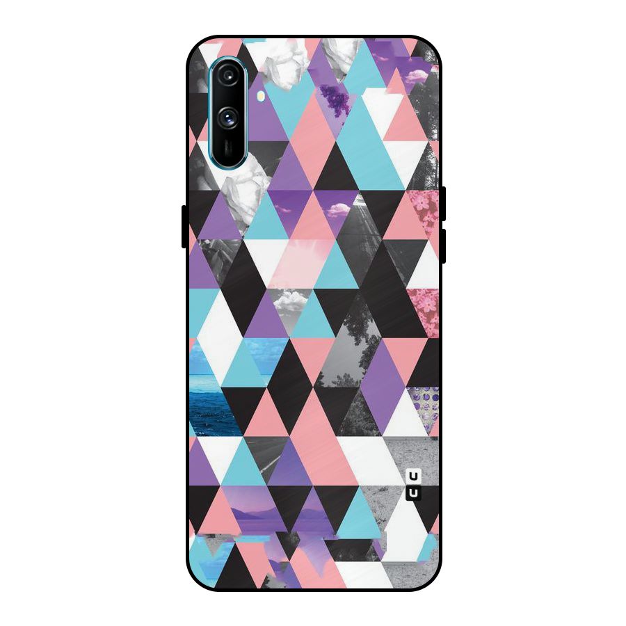 Abstract Splash Triangles Metal Back Case for Realme C3