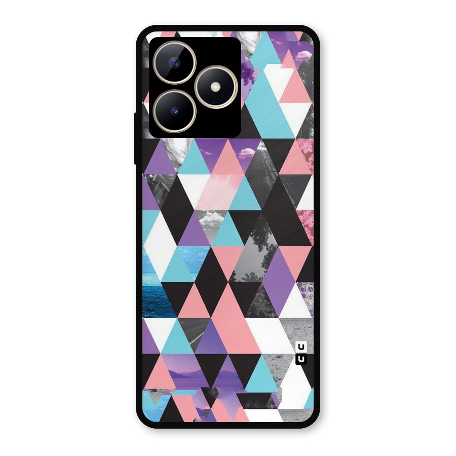 Abstract Splash Triangles Metal Back Case for Realme C53