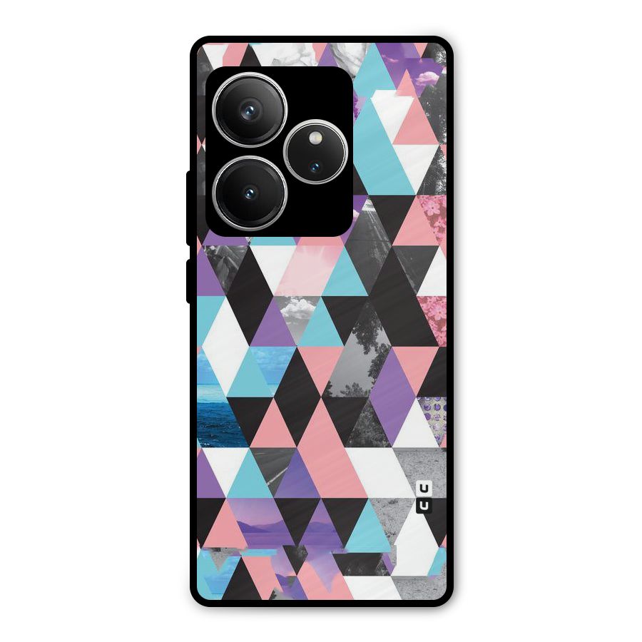 Abstract Splash Triangles Metal Back Case for Realme GT 6